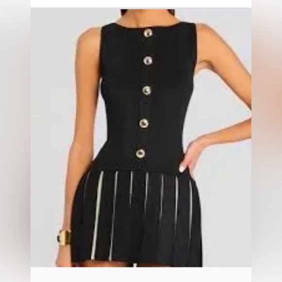 Retrofete Dresses & Skirts - Retrofete Black Sleeveless Mini Dress with Gold Buttons Sixe Small